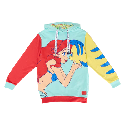 Hoodie unisex Loungefly La Petite Sirène 35 - Ariel et Polochon (M)