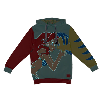 Hoodie unisex Loungefly La Petite Sirène 35 - Ariel et Polochon (M)